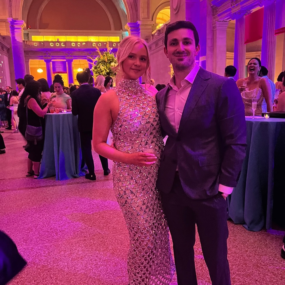 Sleeveless High-Neck Sequined Maxi Dress in Silver